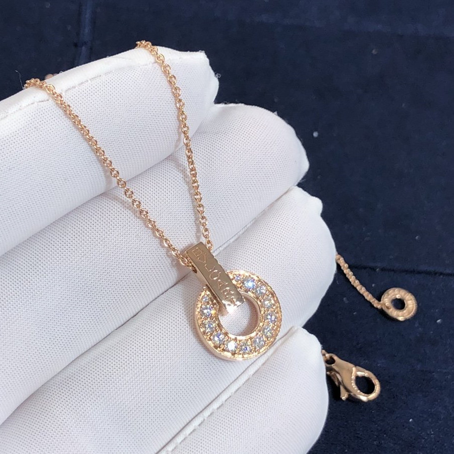 Custom Made Bvlgari Bvlgari Necklace in 18K Pink Gold and Diamonds