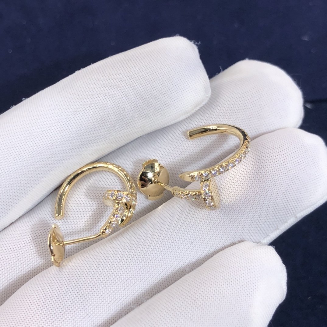 Customize Cartier Juste un Clou Earrings in 18K Yellow Gold,Each set with 36 Brilliant-cut Diamonds